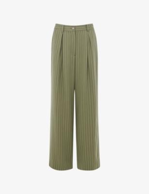 Lottie Pinstriped Wide-Leg High-Rise Woven Trousers by WHISTLES