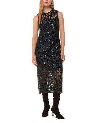Lyra Floral Sequin Midi Dress by WHISTLES