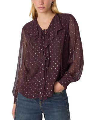 Metallic Dobby Frill Blouse by WHISTLES