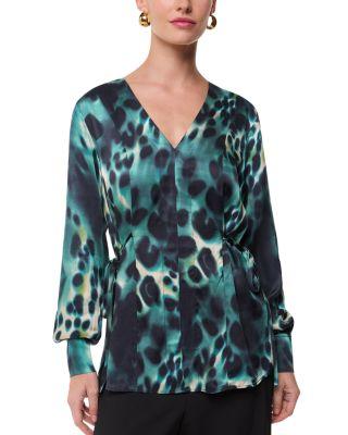 Misty Leopard Print V Neck Blouse by WHISTLES