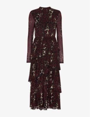Night Cat animal-print polyester-blend midi dress by WHISTLES Night Cat animal-print polyester-blend midi dress by WHISTLES