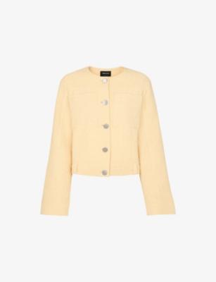 Patch-Pocket Collarless Textured Cotton Jacket by WHISTLES