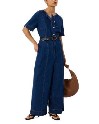 Petite Denim Button Front Jumpsuit by WHISTLES