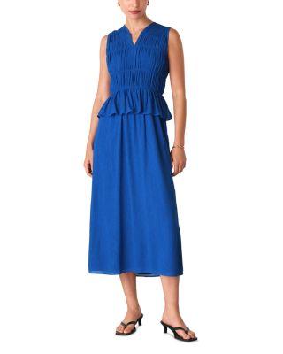 Petite Shirred V Neck Midi Dress by WHISTLES