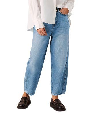 Petites Authentic High Rise Barrel Jeans in Light Wash by WHISTLES