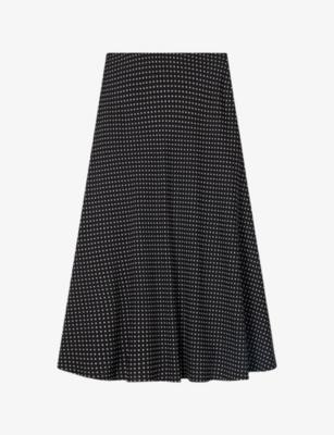 Polka-Dot Flared Woven Midi Skirt by WHISTLES