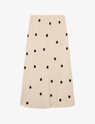 Polka-Dot Jacquard Satin Midi Skirt by WHISTLES