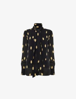 Polka-Dot Tie-Neck Woven Blouse by WHISTLES