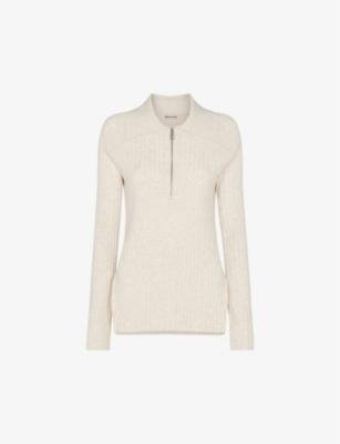 Polo-collar half-zip cotton and recycled-polyester top by WHISTLES