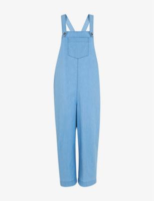 Rita sleeveless relaxed-fit wide-leg cotton-blend dungarees by WHISTLES