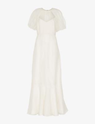 Sabrina Puff-Sleeve Silk Wedding Dress by WHISTLES