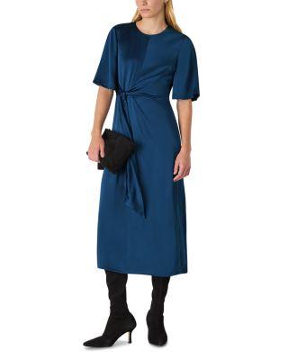 Satin Twist Waist Midi Dress by WHISTLES