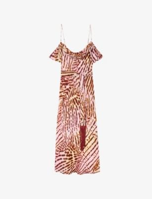 Scarf Orchid-Print Woven Midi Dress by WHISTLES