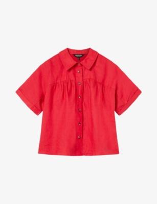 Short-Sleeved Gathered Linen Shirt by WHISTLES