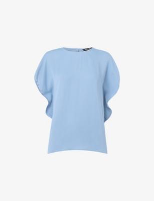 Short-Sleeved Round-Neck Woven Top by WHISTLES