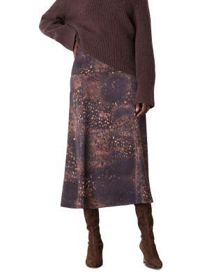 Spotted Animal Midi Satin Skirt by WHISTLES