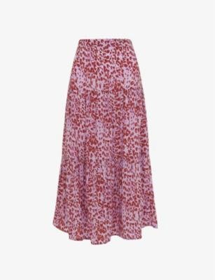 Summer cheetah-print woven midi skirt by WHISTLES