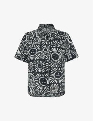 Sunman graphic-print short-sleeve linen-cotton blend shirt by WHISTLES