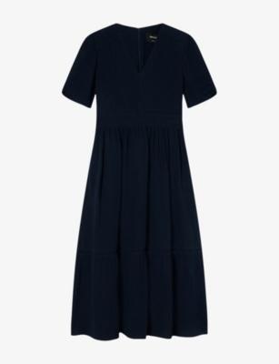 Textured V-Neck Cotton Midi Dress by WHISTLES