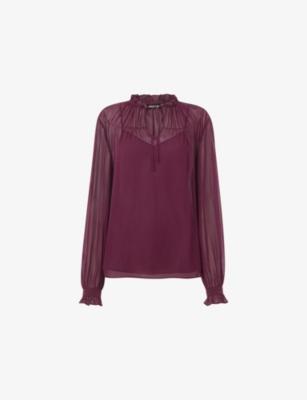 Tie-Neck Long-Sleeve Sheer Woven Blouse by WHISTLES