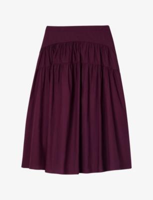 Tiered-Hem Regular-Fit Cotton Midi Skirt by WHISTLES