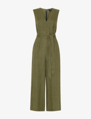 V-Neck Belted-Waist Linen Jumpsuit by WHISTLES