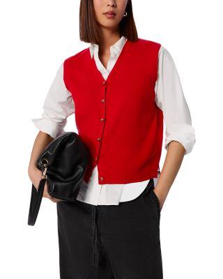 V Neck Button Front Knit Vest by WHISTLES