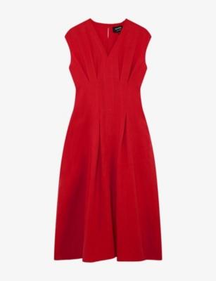 V-Neck Linen-Blend Midi Dress by WHISTLES