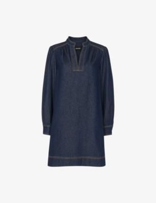 V-Neck Long-Sleeve Denim Mini Dress by WHISTLES