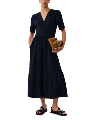V Neck Textured Midi Dress by WHISTLES