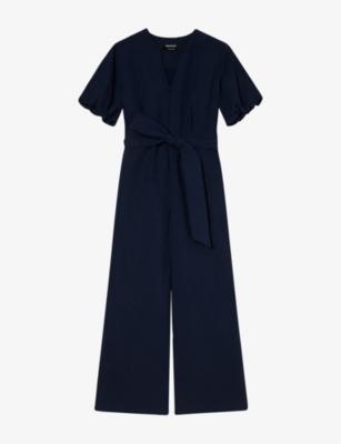 V-Neck Tie-Waist Linen-Blend Jumpsuit by WHISTLES