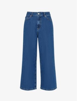 Wide-leg mid-rise cropped denim jeans by WHISTLES