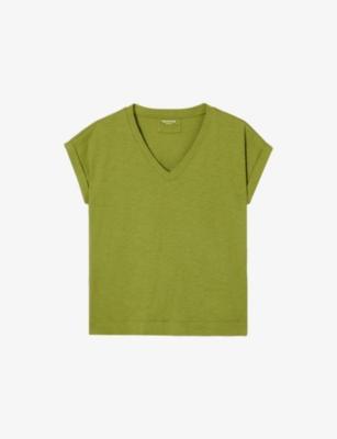 Willa V-Neck Cotton-Jersey T-Shirt by WHISTLES