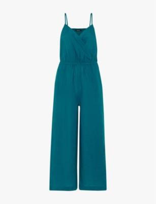 Wrap-front sleeveless linen and cotton-blend jumpsuit by WHISTLES