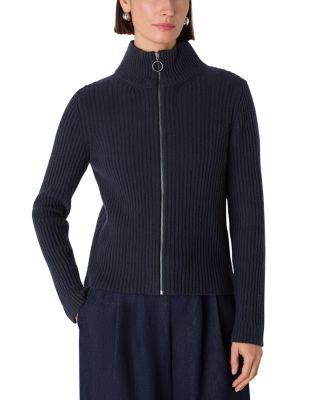 Zip Front Wool Cardigan Sweater by WHISTLES