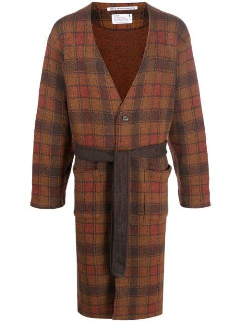 checked tie-waist cardigan by WHITE MOUNTAINEERING