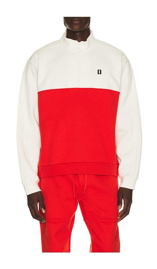 Whitespace Quarter Zip Sweatshirt in White,Red by WHITE:SPACE