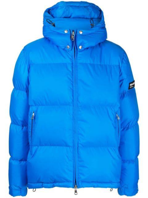 logo-patch hoodied padded jacket by WHITE:SPACE