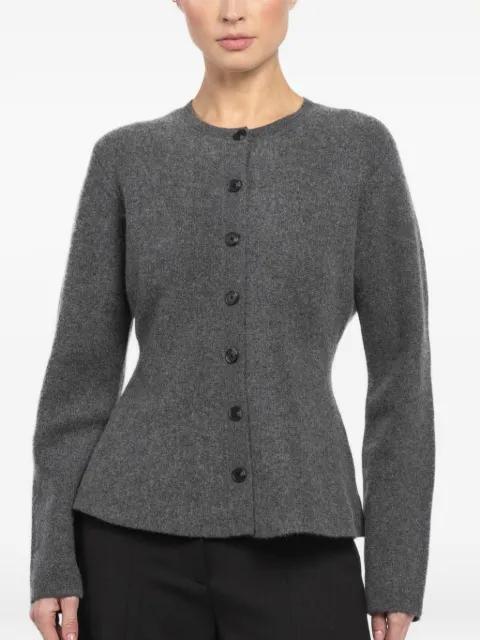 button-front peplum cardigan by WHITE + WARREN