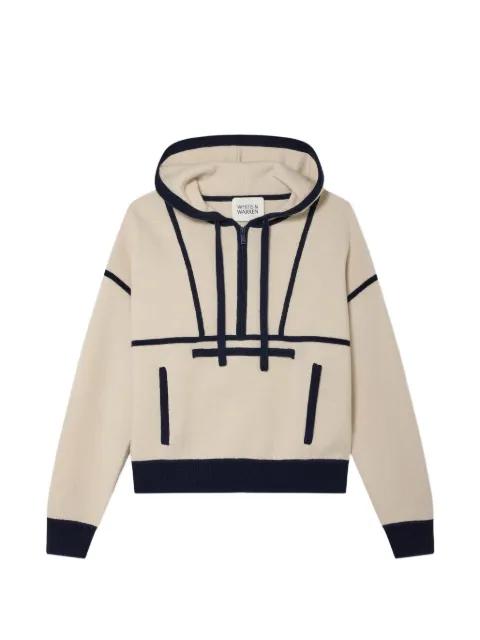 half-zip panelled hoodie by WHITE + WARREN