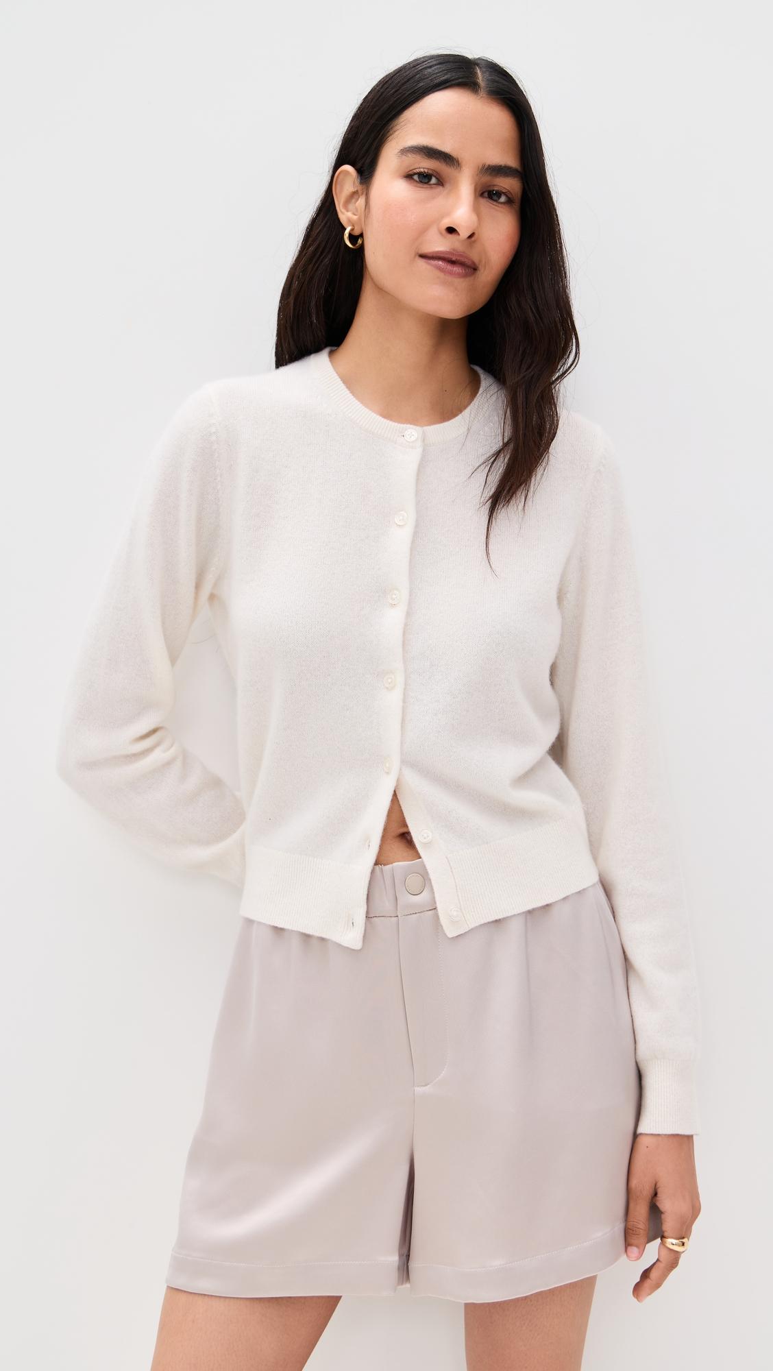 Cashmere Crew Neck Cardigan by WHITE & WARREN