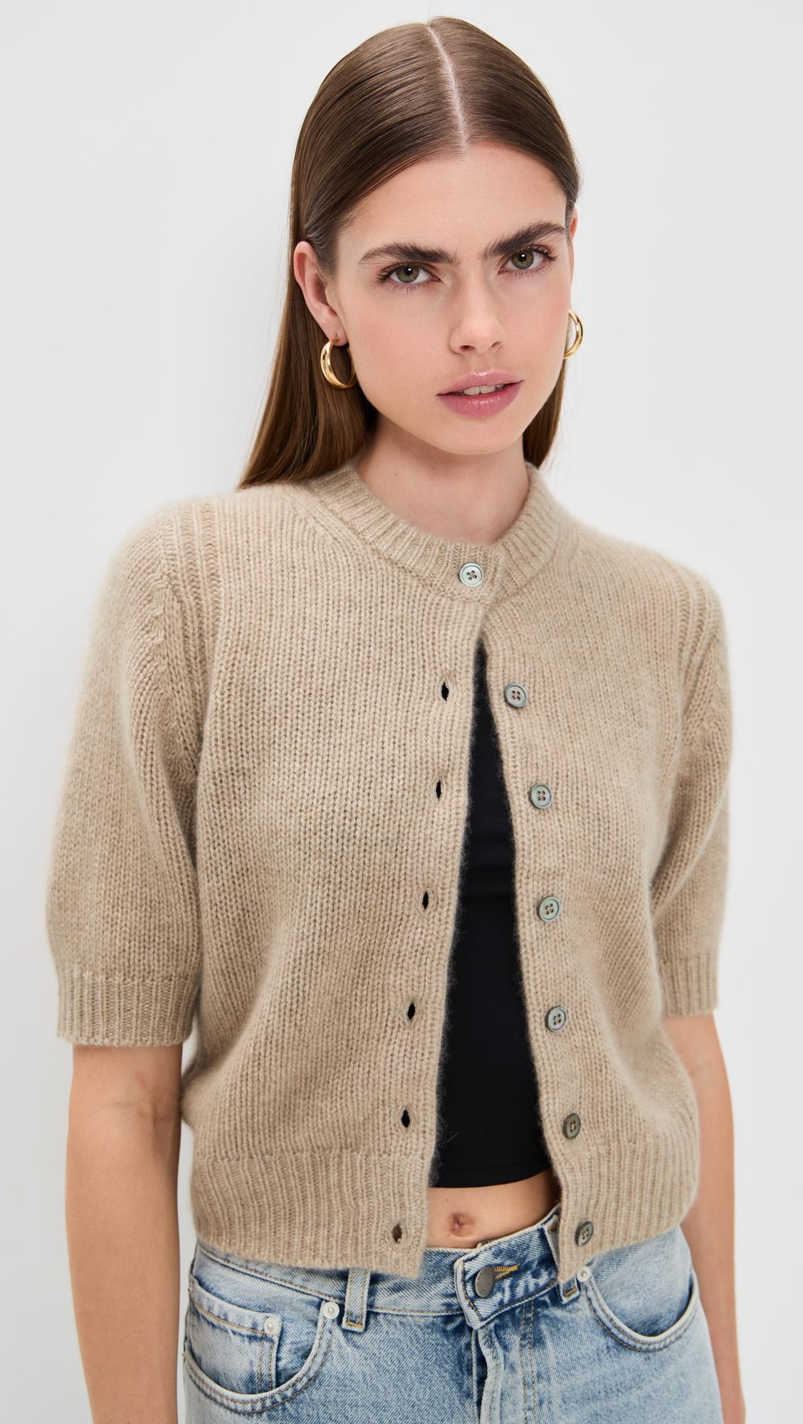 Cashmere Elbow Sleeve Cardigan by WHITE & WARREN