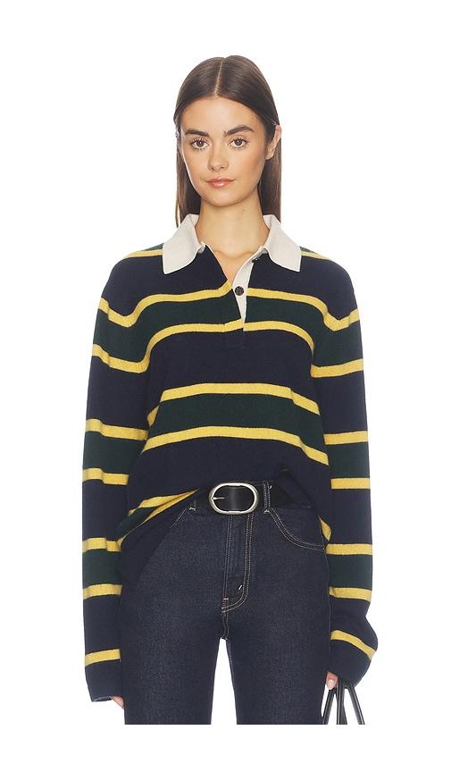 White & Warren Cashmere Rugby Polo in Navy by WHITE&WARREN