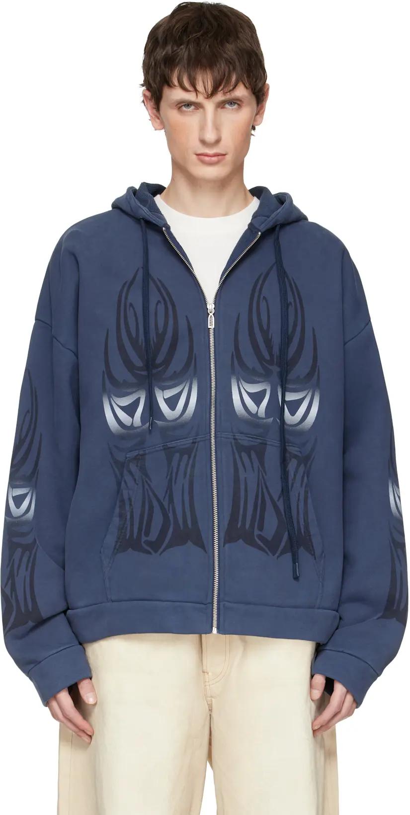 Blue Winged Zip Up Hoodie by WHO DECIDES WAR