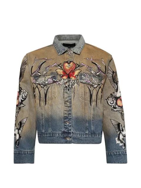 Dove embroidered trucker jacket by WHO DECIDES WAR