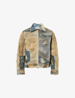 Dusty Blues Distressed Denim Jacket by WHO DECIDES WAR