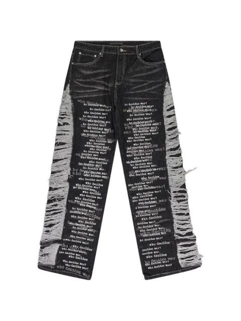 Ultra Flare Scripture distressed jeans by WHO DECIDES WAR