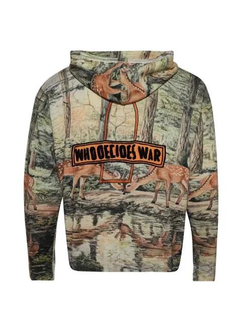 deer-print hoodied hoodie by WHO DECIDES WAR
