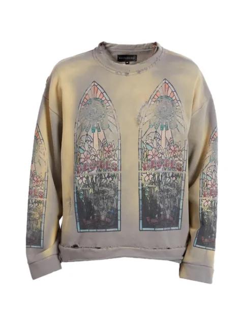 faded graphic crewneck sweater by WHO DECIDES WAR