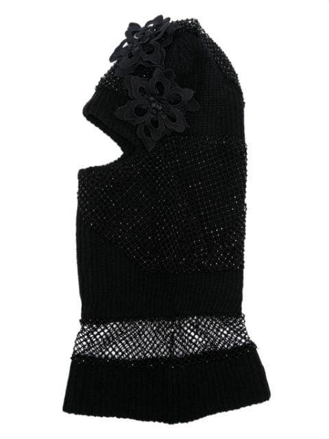 floral-appliqué knitted balaclava by WHO DECIDES WAR